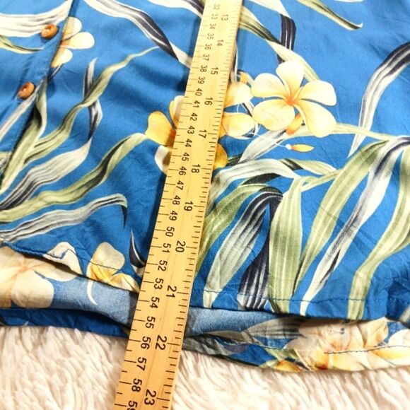 Paradise Found Authentic Hawaiian Floral Rayon Camp Shirt. Blue. VNTG Women's XL - Picture 10 of 11
